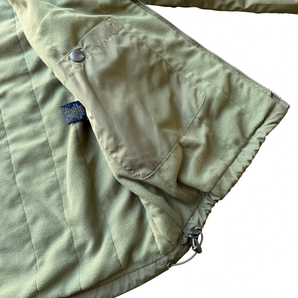 Polo Ralph Lauren Mens Olive Green Fleece Lined Hooded Windbreaker Jacket Small